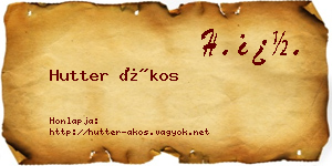 Hutter Ákos névjegykártya